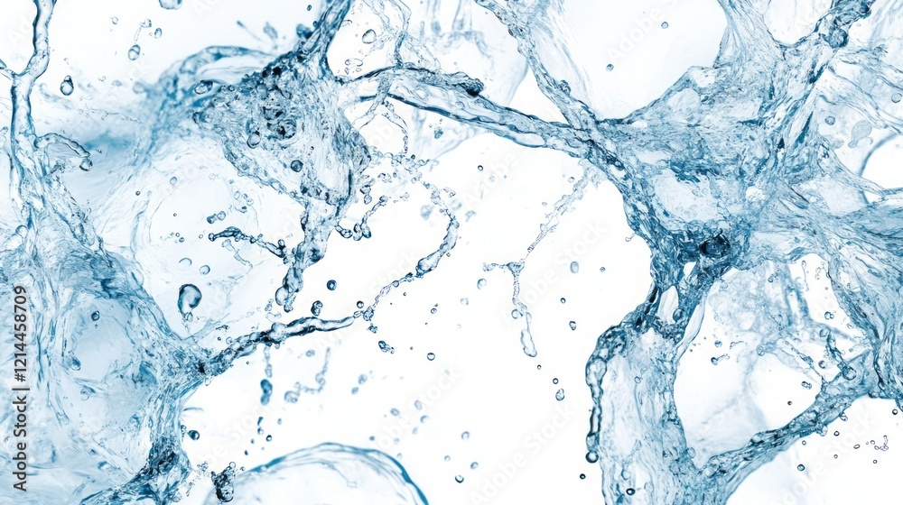 Closeup of water on a white gradient background, light gray and blue tone, transparent glass material. Closeup of water on a white gradient background, light gray and blue tone, transparent glass material.