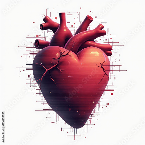 Cyberpunk Pixelated Heart with Glitch Effects