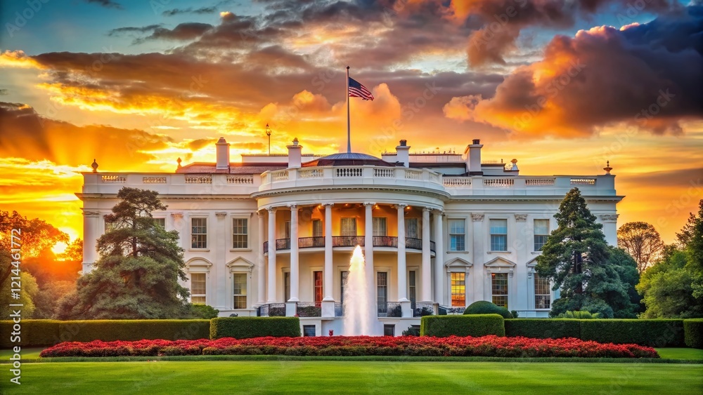 custom made wallpaper toronto digitalMajestic White House Sunset: Presidential Landmark at Golden Hour
