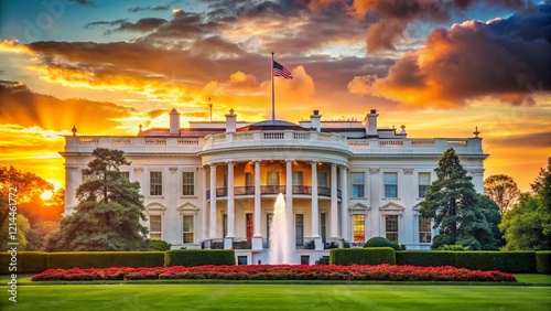 Wallpaper Mural Majestic White House Sunset: Presidential Landmark at Golden Hour Torontodigital.ca