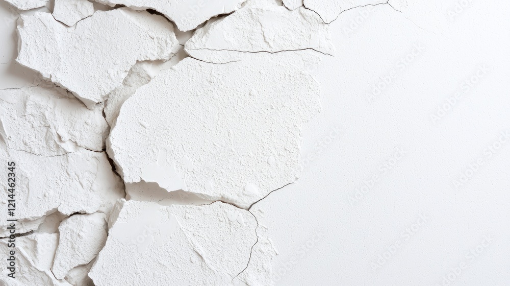 Obraz premium Cracked white texture, abstract background, dry surface, damaged wall, design element
