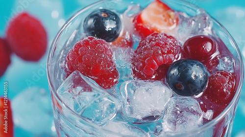 Berry infused detox water with ice photo