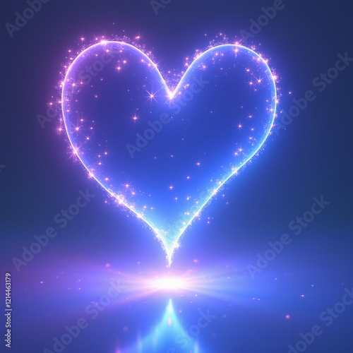 Heart-Shaped Hologram Projection Glowing in Blue and Purple