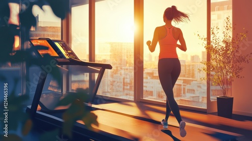 A businesswoman enjoying a morning workout before heading to her office