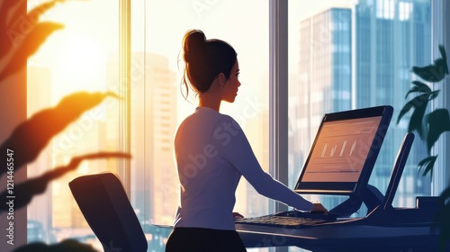 A businesswoman enjoying a morning workout before heading to her office