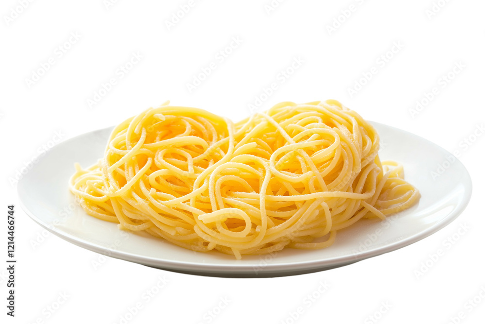 hot plate of spaghetti shaped like heart isolated on transparent white background hot plate of spaghetti shaped like heart isolated on transparent white background