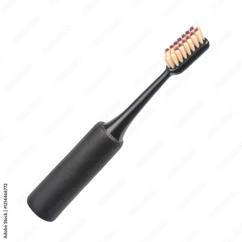 Black Slender Toothbrush with Rubberized Handle and Rectangular Brush Head Black Slender Toothbrush with Rubberized Handle and Rectangular Brush Head