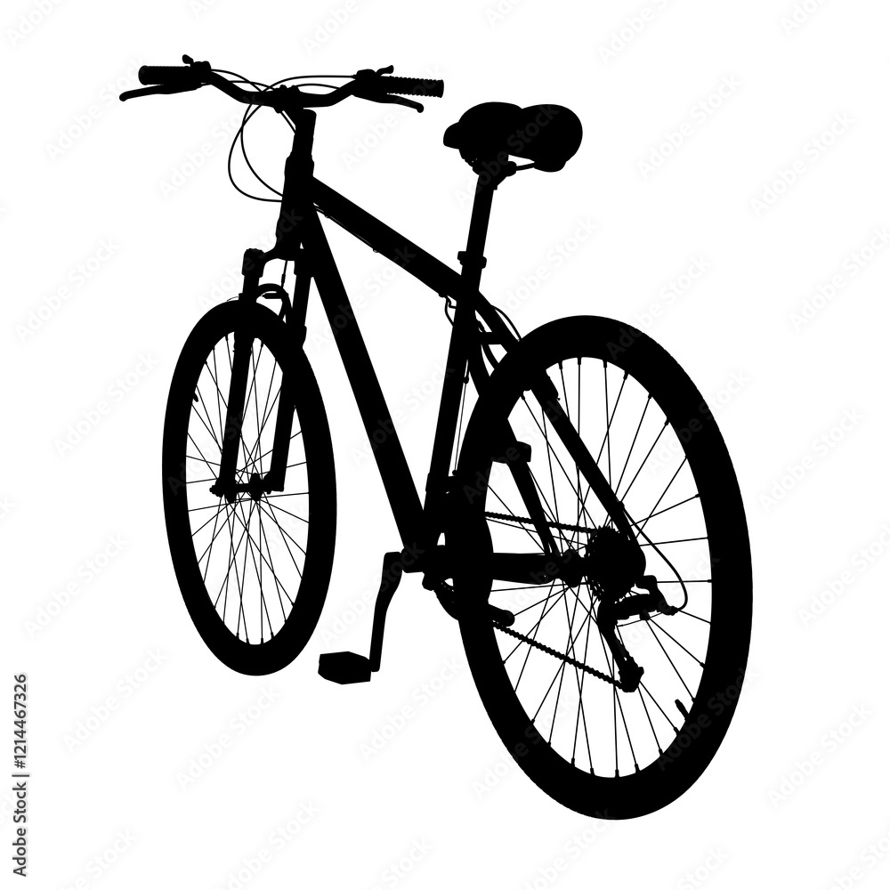 Obraz premium Black bicycle silhouette, side back view. Png clipart isolated on transparent background