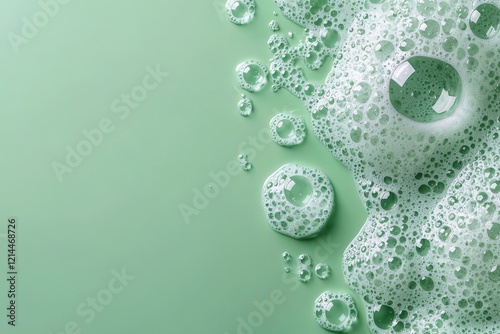 Fresh Bubbles on Mint Green Surface photo