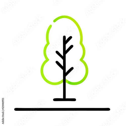 Tree silhouette icon, ecological concept, green color, on transparent background