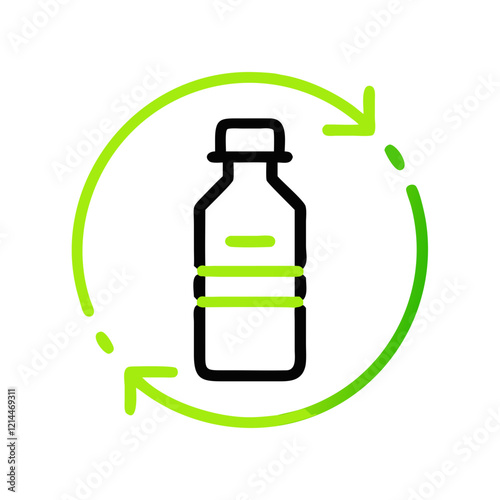 Reusable bottle icon, ecological concept, green color, on transparent background