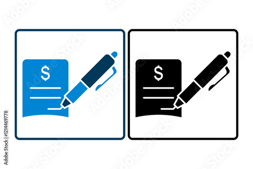 Invoice with Pen icon. icon related to Payment. suitable for web site, app, user interfaces, printable etc. solid icon style. simple vector design editable