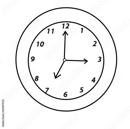 Cute cartoon hand drawn vector clock coloring page.