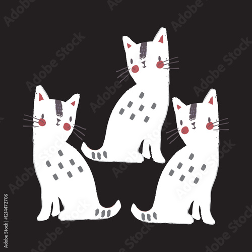 Three cute cat cartoon design, kitty  animals vector illustration
