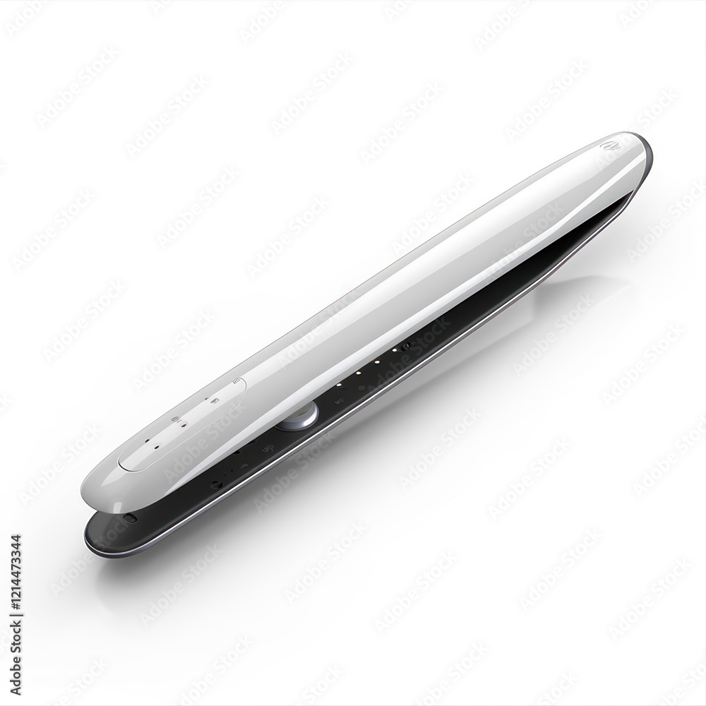 Hair straightener with illuminated sensor buttons lying on a white surface isolated background Hair straightener with illuminated sensor buttons lying on a white surface isolated background