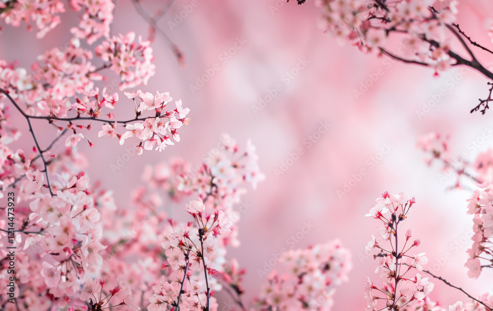Obraz premium Pastel pink backdrop pristine white minimalist frame center, adorned soft pink peonies, flat lay