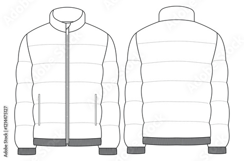 women puffer jacket vector Mockup template design 