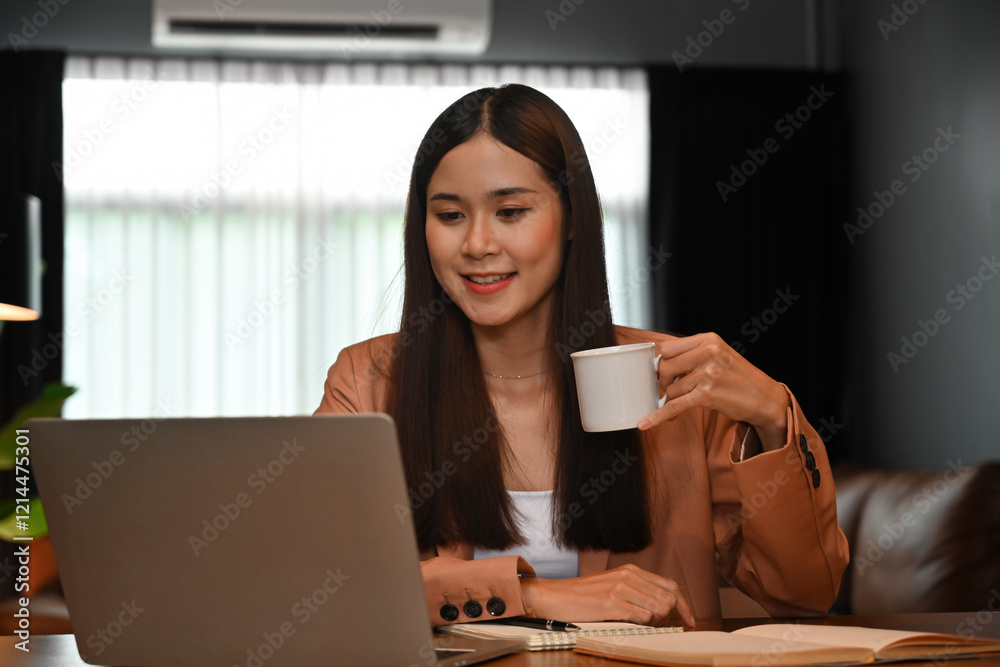 Engaging in Virtual Meetings with a Positive Attitude with A young businesswoman Engaging in Virtual Meetings with a Positive Attitude with A young businesswoman
