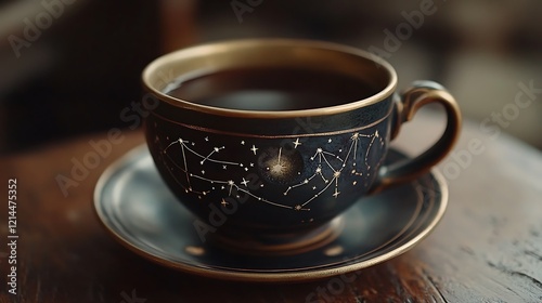 Celestial themed tea cup with constellations engraved on it photo