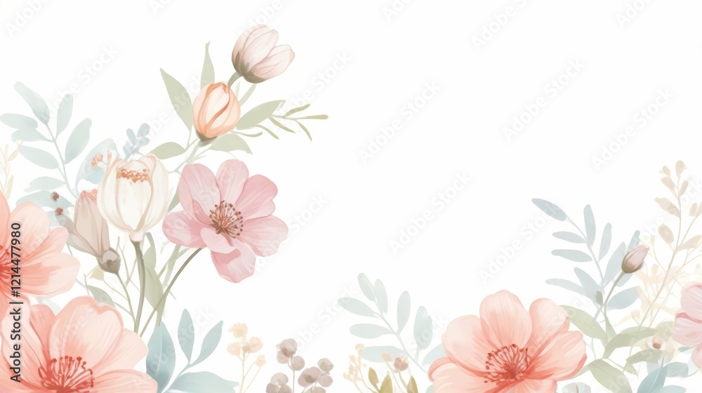 Fototapeta premium ilustación de flores pintadas en acuarela. tarjeta.