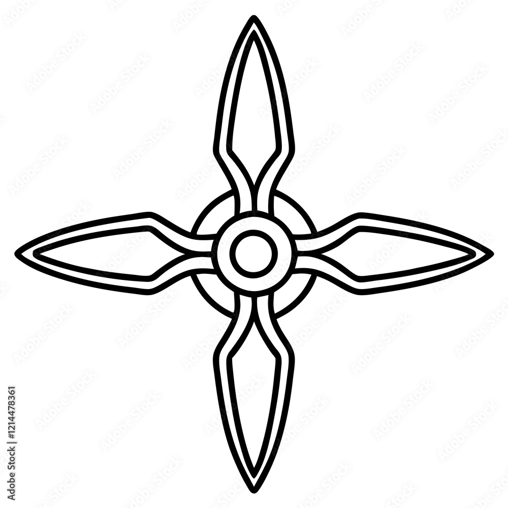 Drone propeller tip line art vector illustration 