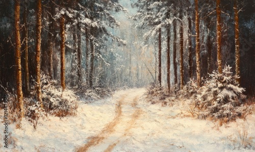 Wallpaper Mural Winter Wonderland: A Snowy Forest Path Torontodigital.ca