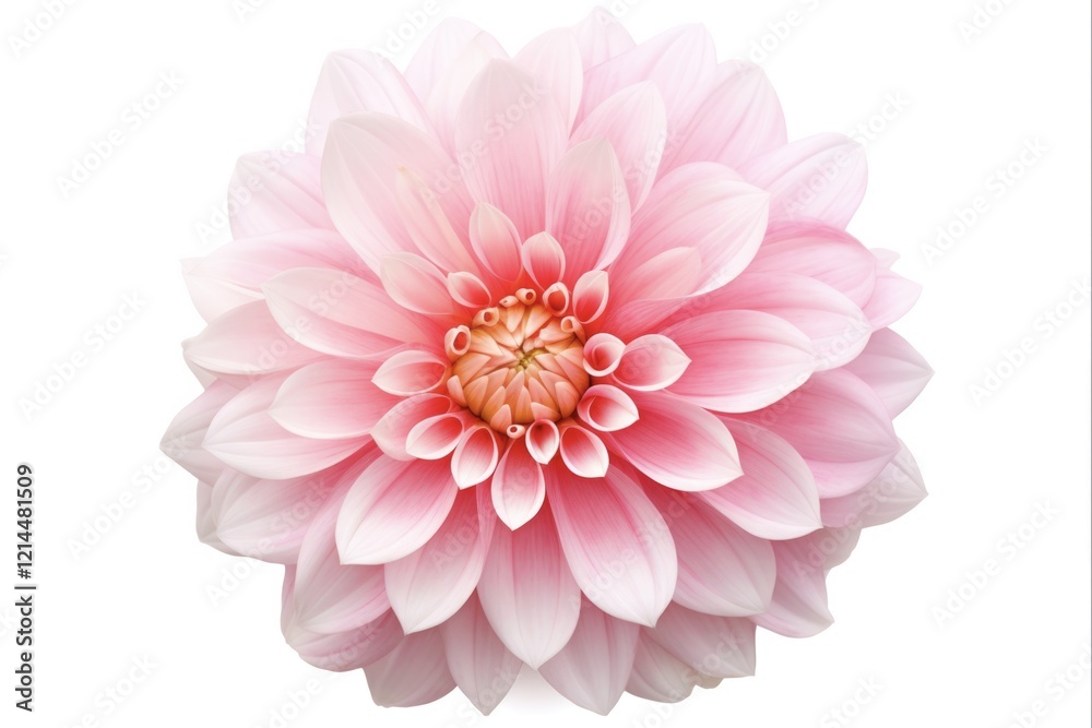 Fototapeta premium Beautiful Pink and White Dahlia Flower in Closeup. Fresh Blossom Isolated on White Background