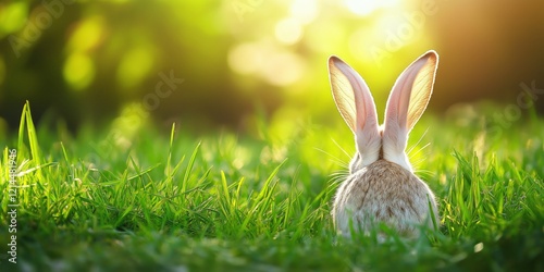 Ears of Bunny in Grass – Easter Card photo