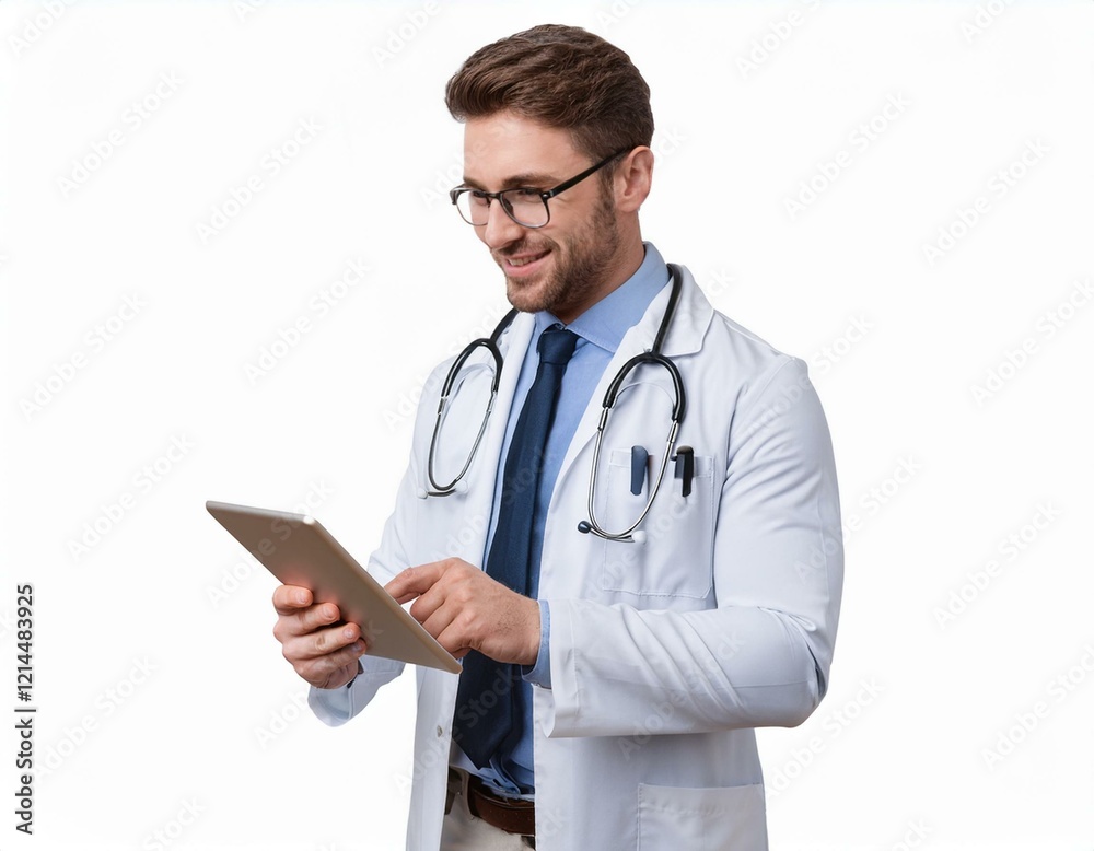 Médico usando un tableta de diagnostico. Médico usando un tableta de diagnostico.