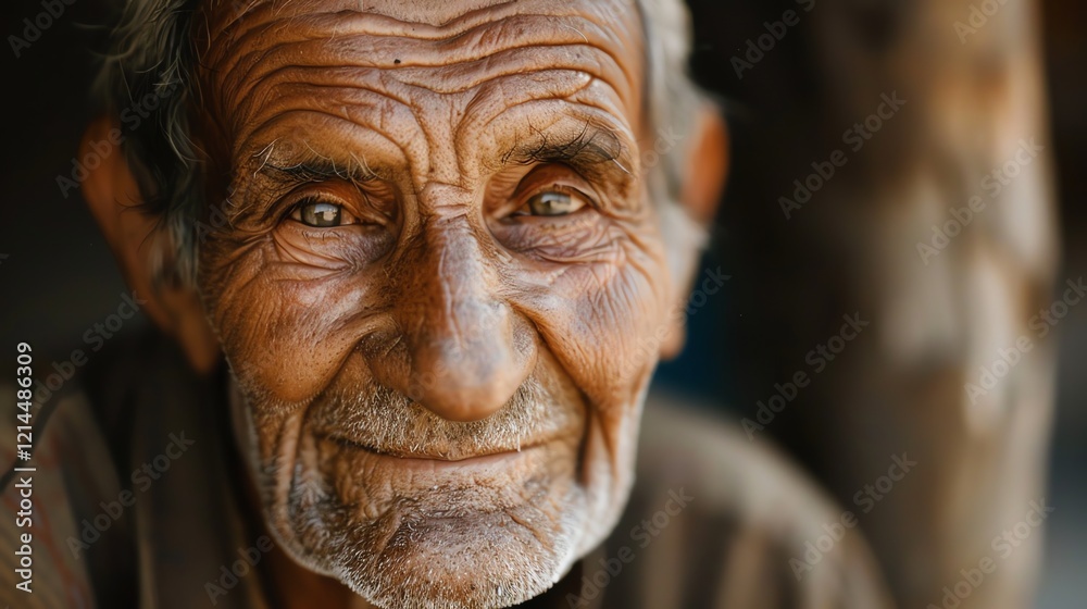 A close-up portrait of an elderly man with white hair and a warm smile. A close-up portrait of an elderly man with white hair and a warm smile.