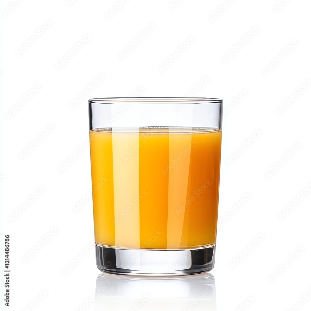 A refreshing glass of orange juice, showcasing its vibrant color and clarity against a white isolated background for a clean and enticing presentation. A refreshing glass of orange juice, showcasing its vibrant color and clarity against a white isolated background for a clean and enticing presentation.