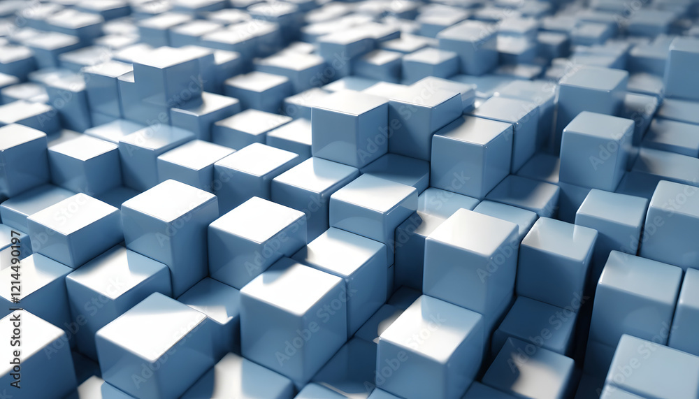 Abstract arrangement of glossy blue cubes creating a modern 3D texture Abstract arrangement of glossy blue cubes creating a modern 3D texture