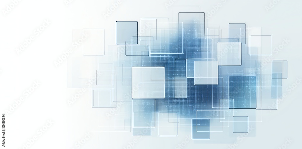 Abstract design featuring overlapping translucent squares in shades of blue, on a soft white background, creating a modern and clean look for various creative projects. Abstract design featuring overlapping translucent squares in shades of blue, on a soft white background, creating a modern and clean look for various creative projects.