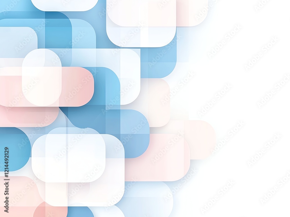 Fototapeta premium An abstract composition of overlapping geometric shapes in pastel colors, creating a modern and visually appealing layout. Perfect for digital design and artistic projects.