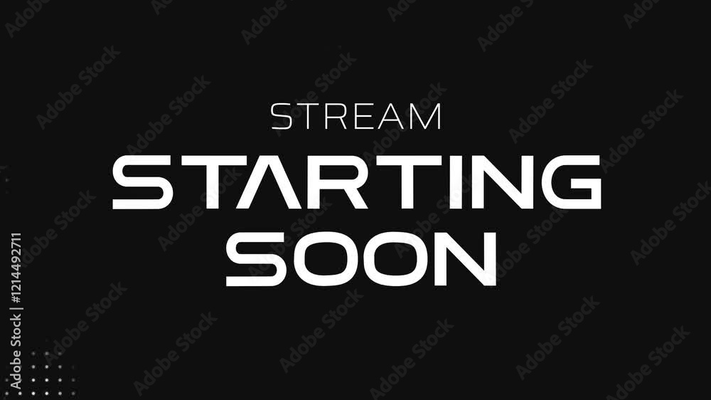 Animated Stream Starting Soon Typography, Stream overlay looping motion graphic great for streaming