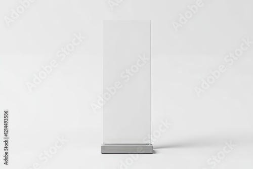 Blank white pylon banner mockup, front view, isolated, 3d rendering. Empty outdoor signage mock up. Clear street poster billboard for advertising. Display outside sign template, Generative AI