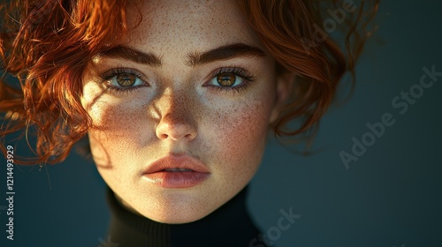Striking Close-Up of a Freckled Redhead
