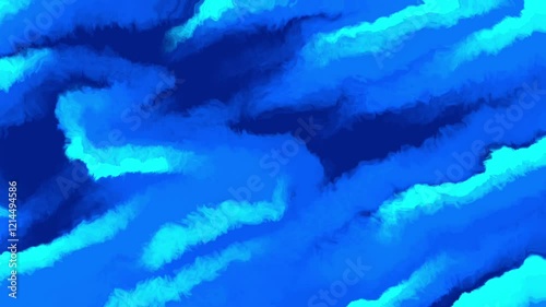 Watercolor animation in blue colors. Liquid animation background. Smoke animation