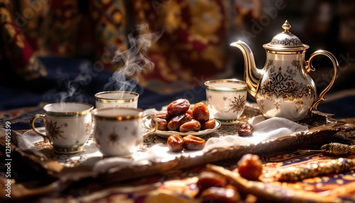 Warm Coffee with Dates a Relaxing Middle Eastern Scene