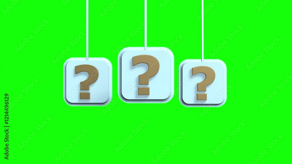 Animated 3d mark question on green screen, 4K video animation Animated 3d mark question on green screen, 4K video animation