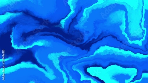 Watercolor animation in blue colors. Liquid animation background. Smoke animation