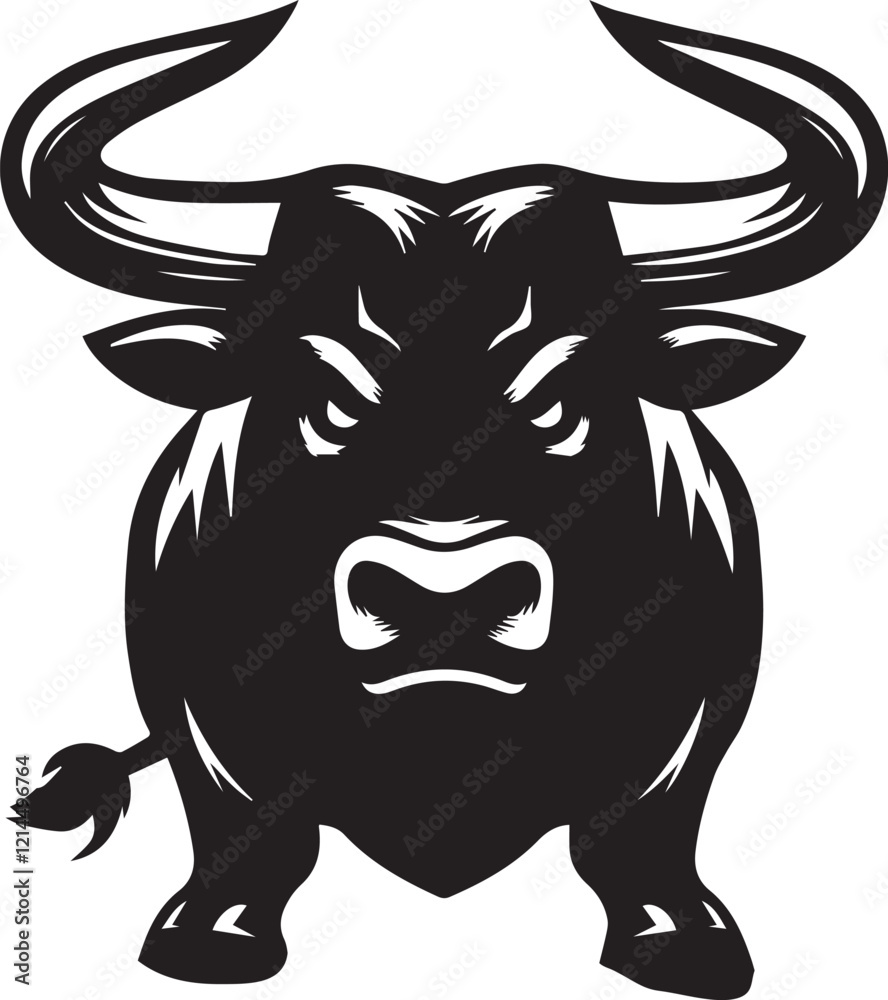 Obraz premium Haunted bull black and white vector