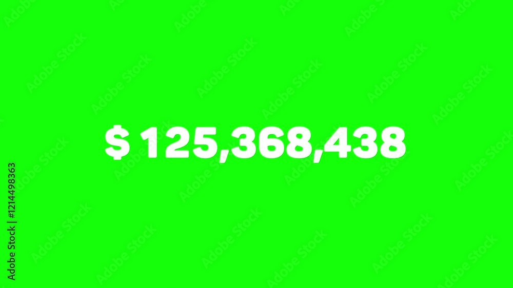 Animated Counting Number USD 300 Million on green screen, motion graphic animation 4K
