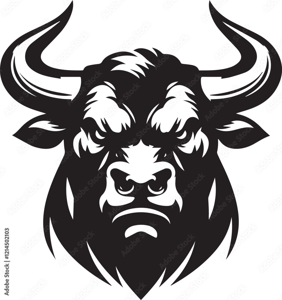 Obraz premium Haunted bull black and white vector