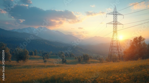 Sunset Powerline, Mountain Meadow, Energy