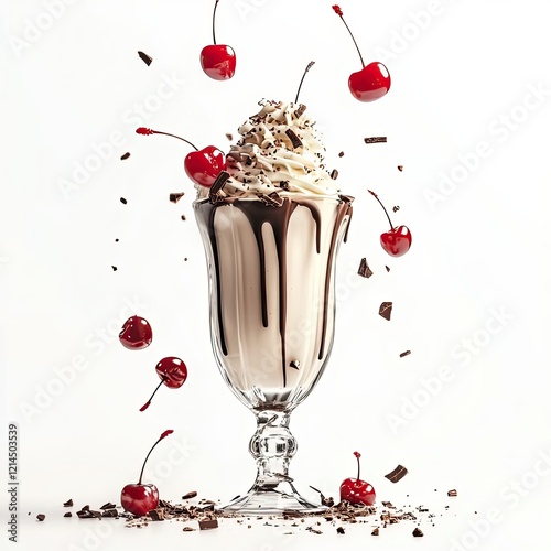 Delicious Chocolate Cherry Sundae Dessert Treat photo