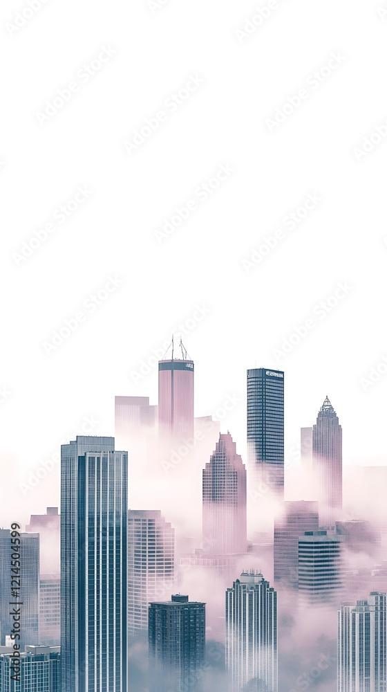 Aerial View of Atlanta Skyline Surrounded by Soft Clouds and Mist
