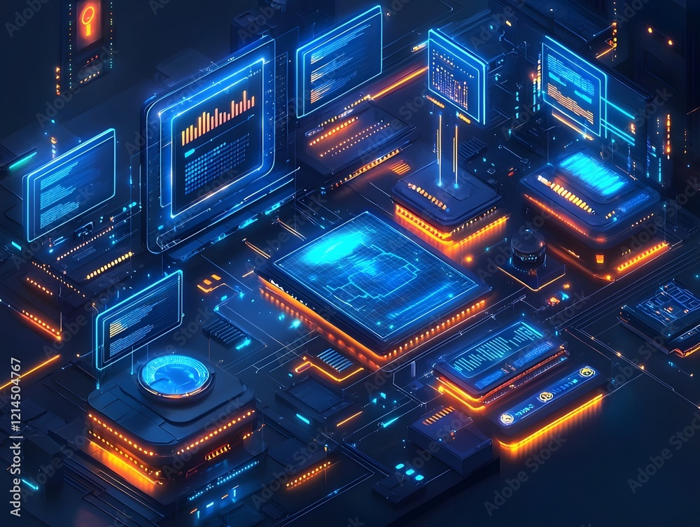Fototapeta premium Futuristic AI Powered Marketing Campaigns Across Digital Platforms and Interfaces