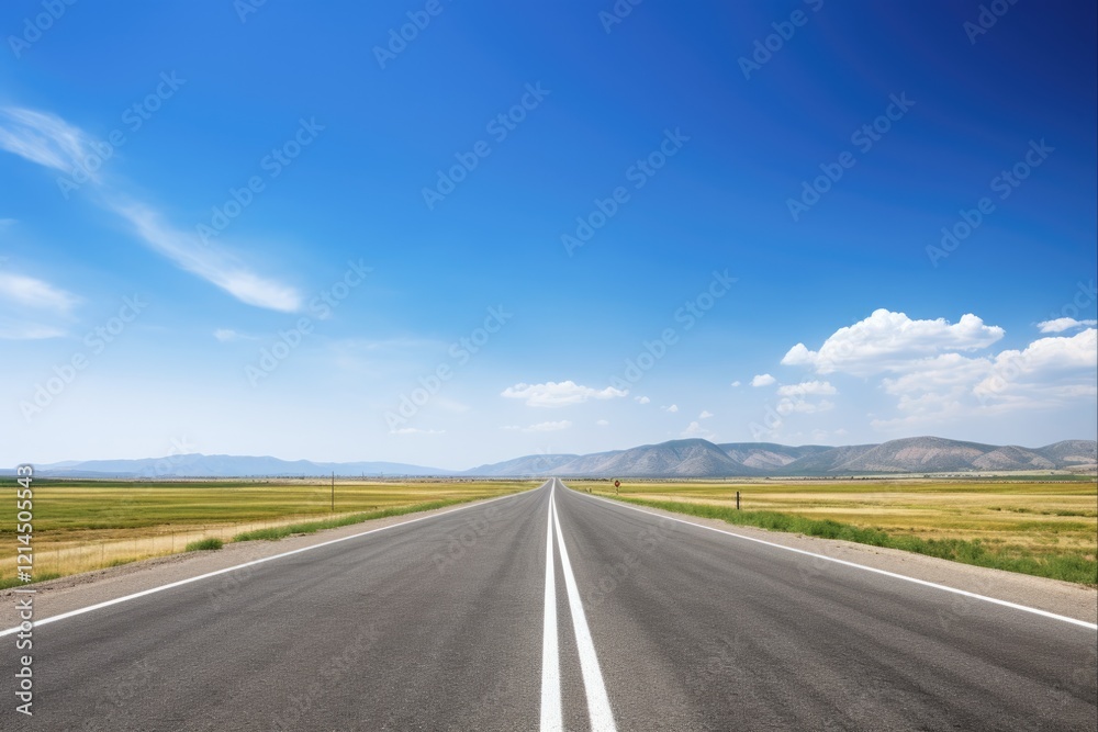 Exploring the Open Road: An Adventure on an Empty Interstate Highway under a Blue Sky Exploring the Open Road: An Adventure on an Empty Interstate Highway under a Blue Sky