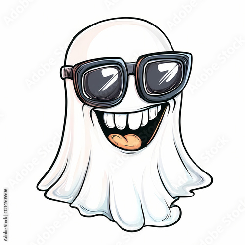 comical ghost with oversized sunglasses and goofy smile, exuding fun and playfulness